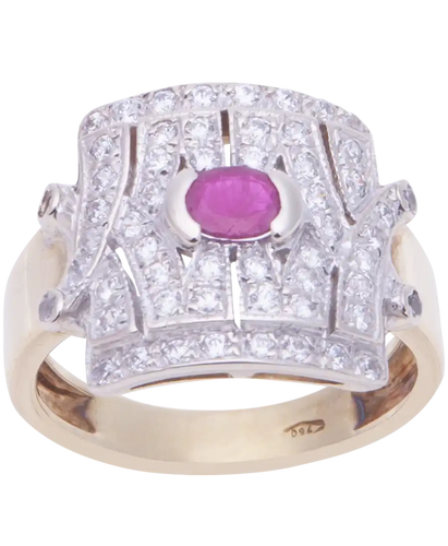 Bague 53 Notre Dame - Bague pavée en or jaune et blanc, rubis et diamants 58 Facettes BO210435/NOTREDAME