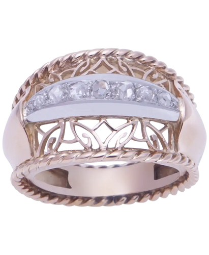 Bague 49 Circa 1920 - Bague jarretière en or rose et diamants 58 Facettes BO210356/CIRCA1920
