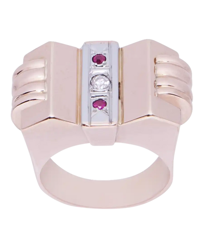 Bague 52 Tank française - Bague en or rose et blanc, diamant et rubis 58 Facettes BO200083/TANKFRANCAISE