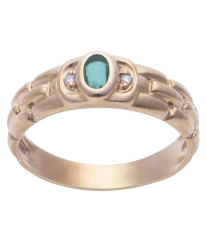 Bague 54 Brique Émeraude - Bague jarretière en or blanc, émeraude et diamants 58 Facettes BO200192/BRIQUEEMERAUDE