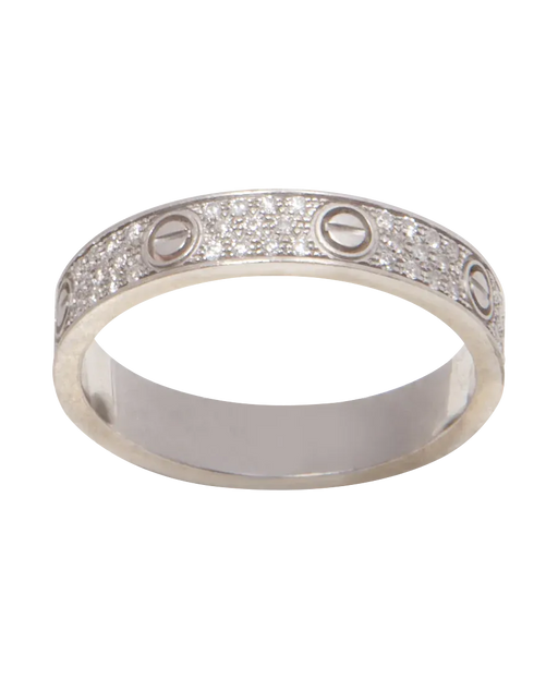 Bague 58 Cartier Love - Alliance pavée en or blanc 18 carats et diamants 58 Facettes BO230553/BAGUELOVEPAVÉECARTIER