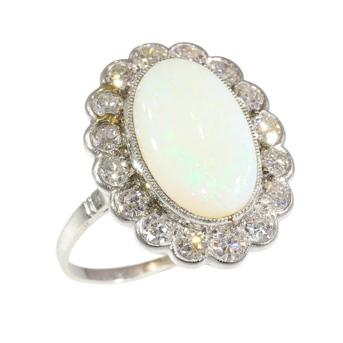 Bague 60 Bague vintage années 1950 en platine, opale et diamants 58 Facettes 17226-0017