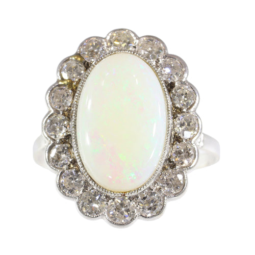 Bague 60 Bague vintage années 1950 en platine, opale et diamants 58 Facettes 17226-0017