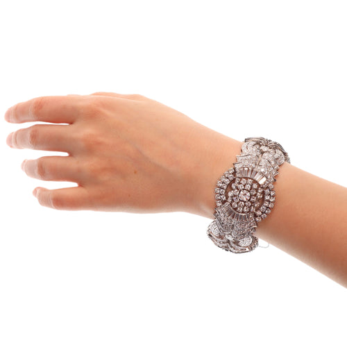 Bracelet Bracelet articulé vintage années 1950 en platine et diamants 58 Facettes 25325-0281