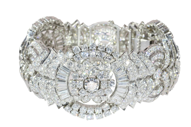Bracelet Bracelet articulé vintage années 1950 en platine et diamants 58 Facettes 25325-0281