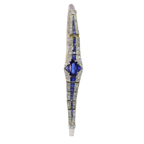 Bracelet Bracelet Art déco en or bicolore 18K avec saphirs et diamants 58 Facettes 13042-0008