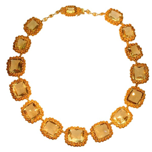 Collier Collier géorgien en or jaune 18K et 15 citrines 58 Facettes 14171-0037