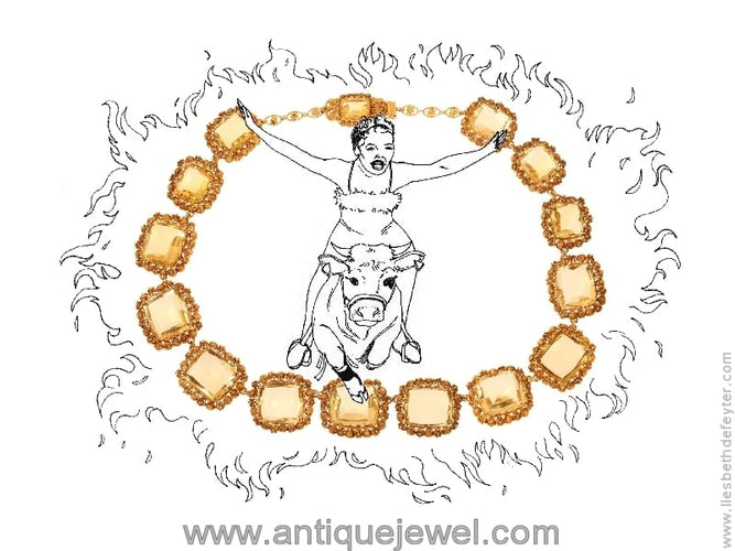 Collier Collier géorgien en or jaune 18K et 15 citrines 58 Facettes 14171-0037