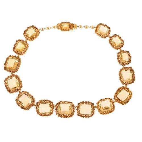 Collier Collier géorgien en or jaune 18K et 15 citrines 58 Facettes 14171-0037