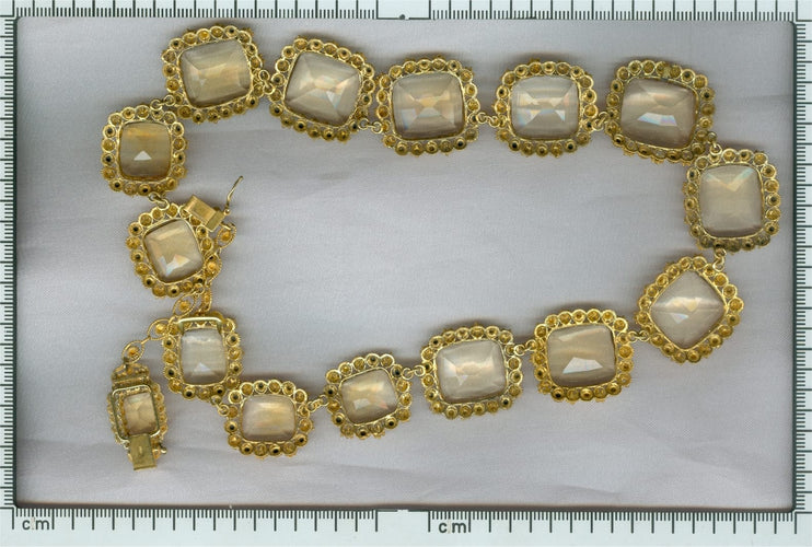 Collier Collier géorgien en or jaune 18K et 15 citrines 58 Facettes 14171-0037