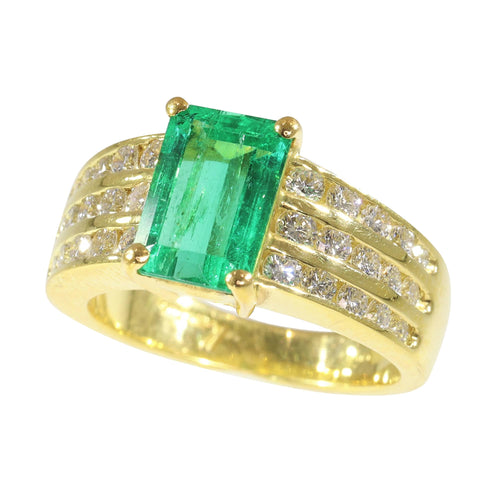 Bague 51 Kutchinsky - Bague de fiançailles en or jaune 18K émeraude 2,33 ct et diamants 58 Facettes 13262-0119