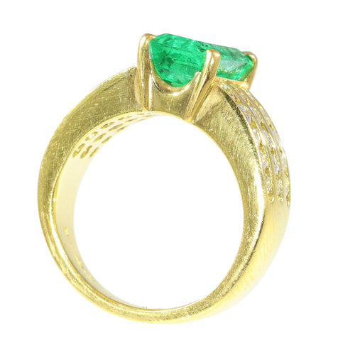 Bague 51 Kutchinsky - Bague de fiançailles en or jaune 18K émeraude 2,33 ct et diamants 58 Facettes 13262-0119