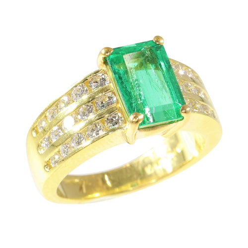 Bague 51 Kutchinsky - Bague de fiançailles en or jaune 18K émeraude 2,33 ct et diamants 58 Facettes 13262-0119