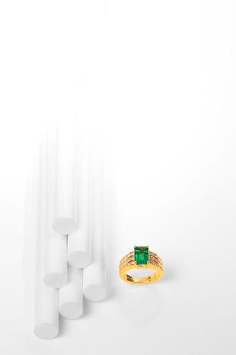 Bague 51 Kutchinsky - Bague de fiançailles en or jaune 18K émeraude 2,33 ct et diamants 58 Facettes 13262-0119