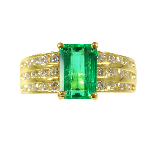 Bague 51 Kutchinsky - Bague de fiançailles en or jaune 18K émeraude 2,33 ct et diamants 58 Facettes 13262-0119