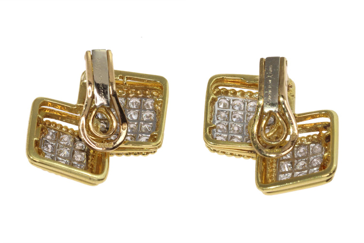 Boucles d'oreilles Boucheron - Boucles d’oreilles clips en or jaune 18K, platine et diamants 58 Facettes 16110-0082