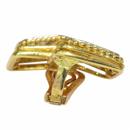 Boucles d'oreilles Boucheron - Boucles d’oreilles clips en or jaune 18K, platine et diamants 58 Facettes 16110-0082