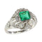 Bague 59 Bague de fiançailles vintage 1920 en platine, émeraude colombienne et diamants 58 Facettes 16144-0061