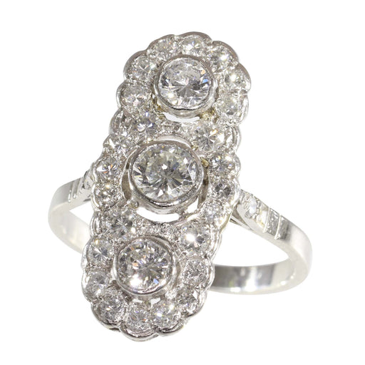Bague 56 Bague vintage Art déco revival en platine et diamants 58 Facettes 16300-0191