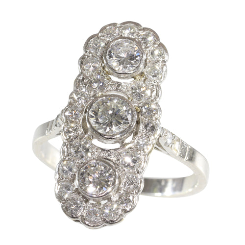 Bague 56 Bague vintage Art déco revival en platine et diamants 58 Facettes 16300-0191