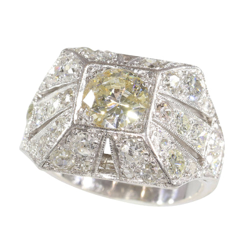 Bague 54 Bague de fiançailles Art déco en platine et diamants (vers 1930) 58 Facettes 16330-0222