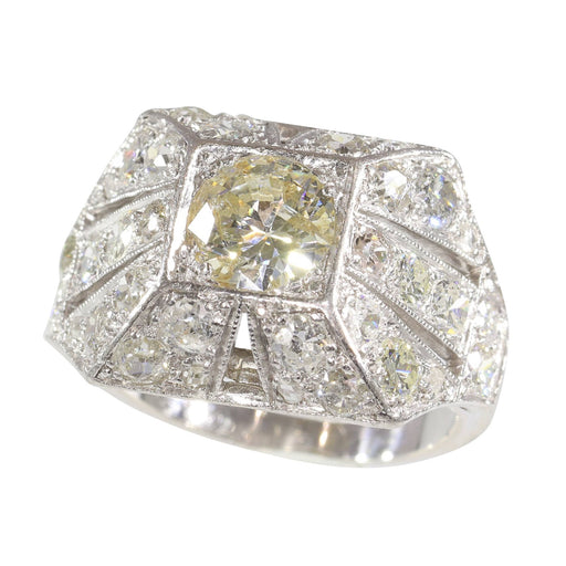 Bague 54 Bague de fiançailles Art déco en platine et diamants (vers 1930) 58 Facettes 16330-0222
