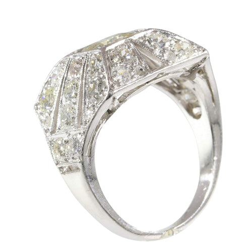 Bague 54 Bague de fiançailles Art déco en platine et diamants (vers 1930) 58 Facettes 16330-0222