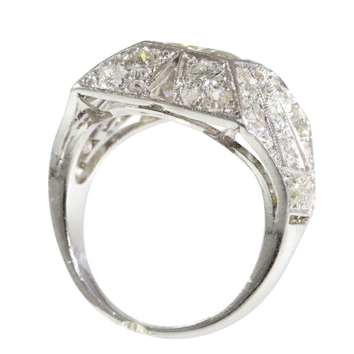 Bague 54 Bague de fiançailles Art déco en platine et diamants (vers 1930) 58 Facettes 16330-0222
