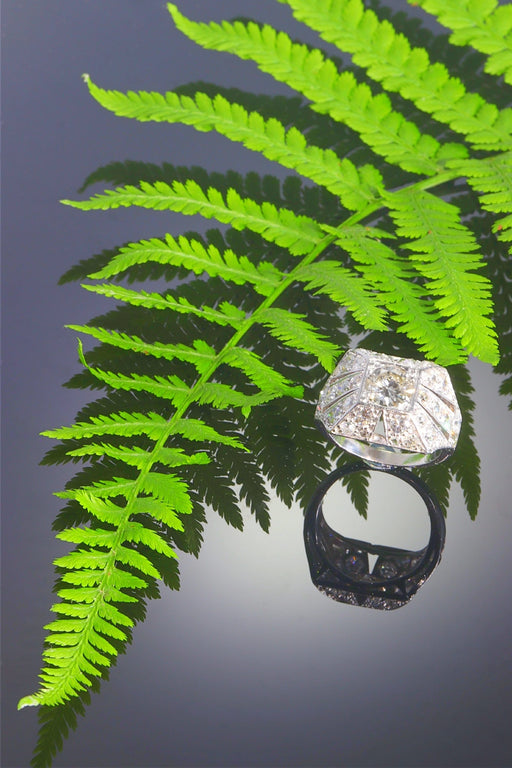 Bague 54 Bague de fiançailles Art déco en platine et diamants (vers 1930) 58 Facettes 16330-0222