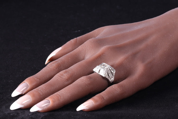 Bague 54 Bague de fiançailles Art déco en platine et diamants (vers 1930) 58 Facettes 16330-0222
