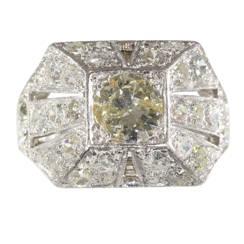 Bague 54 Bague de fiançailles Art déco en platine et diamants (vers 1930) 58 Facettes 16330-0222