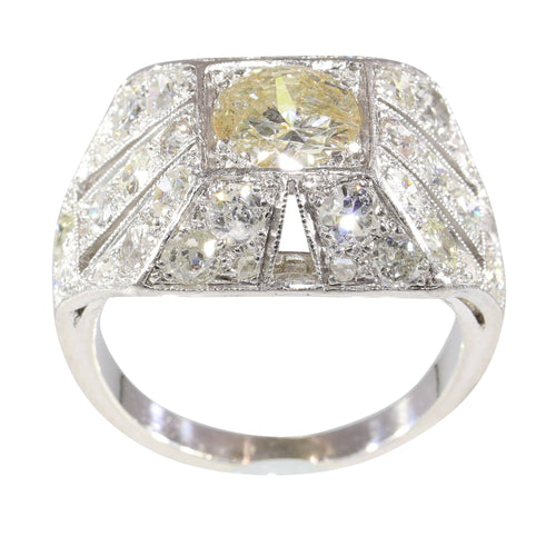 Bague 54 Bague de fiançailles Art déco en platine et diamants (vers 1930) 58 Facettes 16330-0222