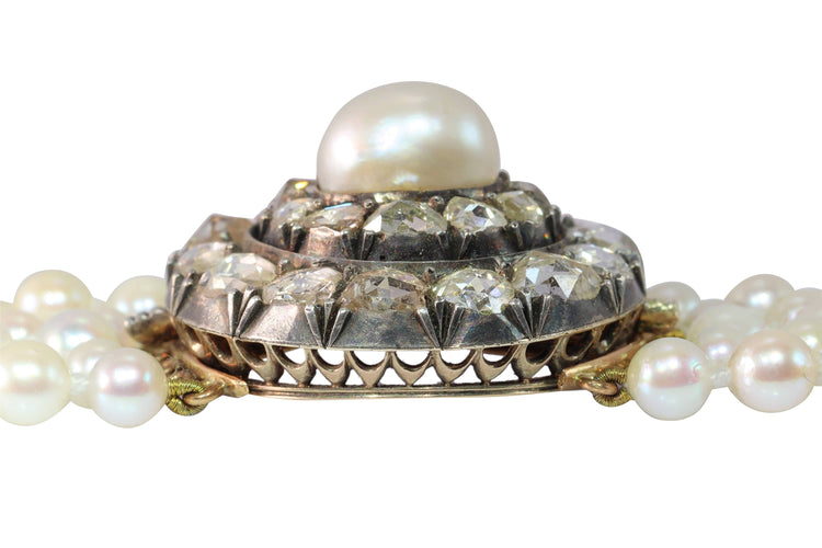 Bracelet Bracelet victorien en or rouge 18k, argent, perles et diamants 58 Facettes 16323-0044