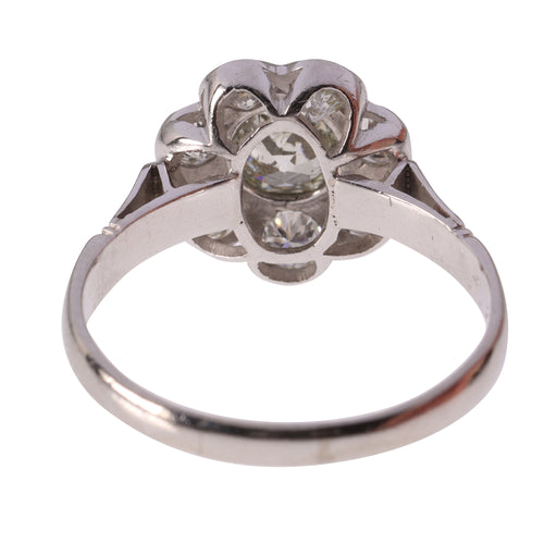 Bague 55 Bague de fiançailles vintage années 1950 en platine et diamants 58 Facettes 17185-0383