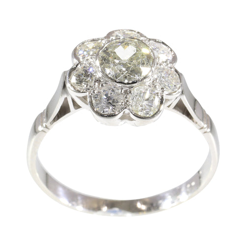 Bague 55 Bague de fiançailles vintage années 1950 en platine et diamants 58 Facettes 17185-0383