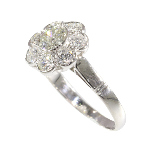 Bague 55 Bague de fiançailles vintage années 1950 en platine et diamants 58 Facettes 17185-0383
