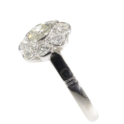Bague 55 Bague de fiançailles vintage années 1950 en platine et diamants 58 Facettes 17185-0383