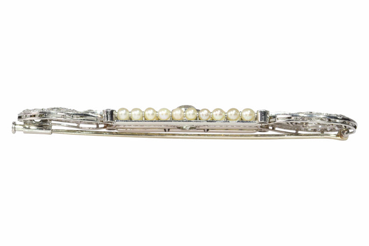 Broche Broche barrette Art déco en platine, diamants et perles 58 Facettes 18115-0042