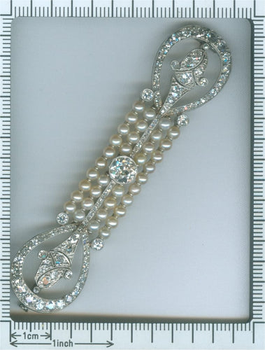 Broche Broche barrette Art déco en platine, diamants et perles 58 Facettes 18115-0042