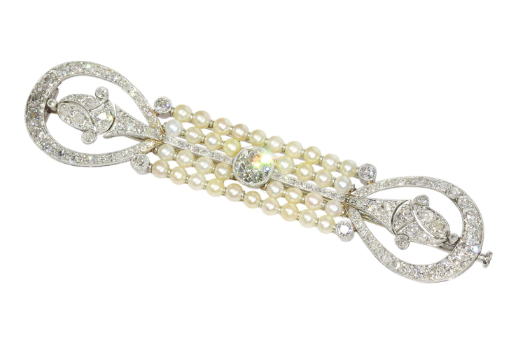 Broche Broche barrette Art déco en platine, diamants et perles 58 Facettes 18115-0042