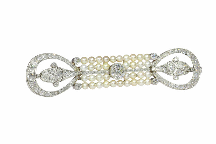 Broche Broche barrette Art déco en platine, diamants et perles 58 Facettes 18115-0042