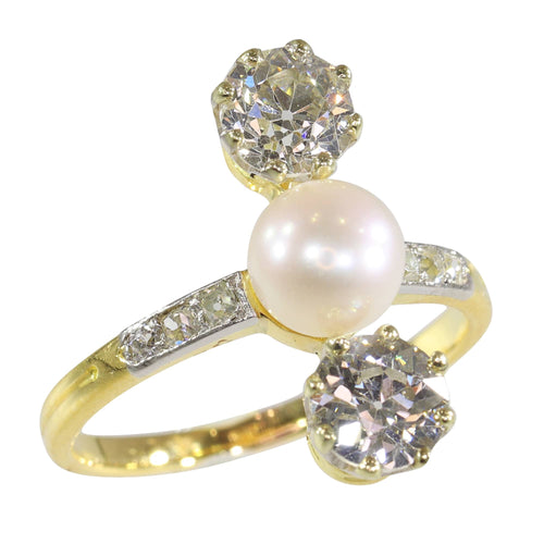 Bague 54 Bague de fiançailles Belle Époque 1915 en or 18K et diamants 58 Facettes 18256-0130