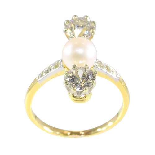 Bague 54 Bague de fiançailles Belle Époque 1915 en or 18K et diamants 58 Facettes 18256-0130