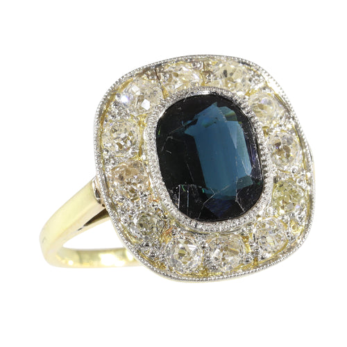 Bague 51 Bague vintage - Saphir et diamants en or jaune 18K 58 Facettes 18351-0023