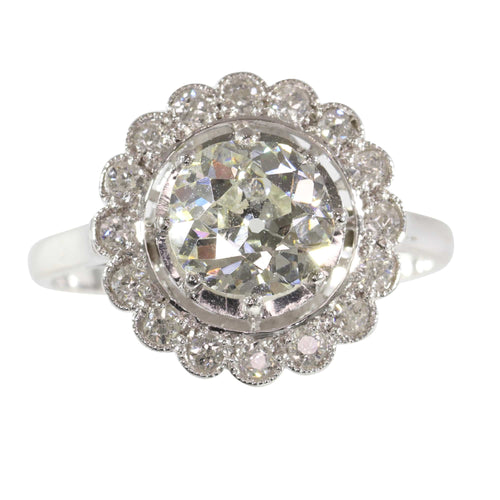 Bague 54 Bague Art déco en platine avec 17 diamants (env. 1,67 ct) 58 Facettes 19157-0036