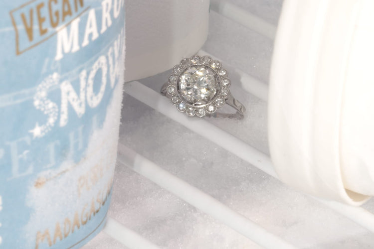 Bague 54 Bague Art déco en platine avec 17 diamants (env. 1,67 ct) 58 Facettes 19157-0036