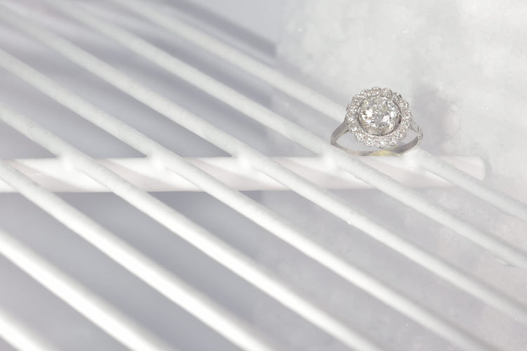 Bague 54 Bague Art déco en platine avec 17 diamants (env. 1,67 ct) 58 Facettes 19157-0036