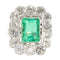 Bague 52 Bague de fiançailles en platine, émeraude 2,20 ct et diamants 58 Facettes 19343-0010