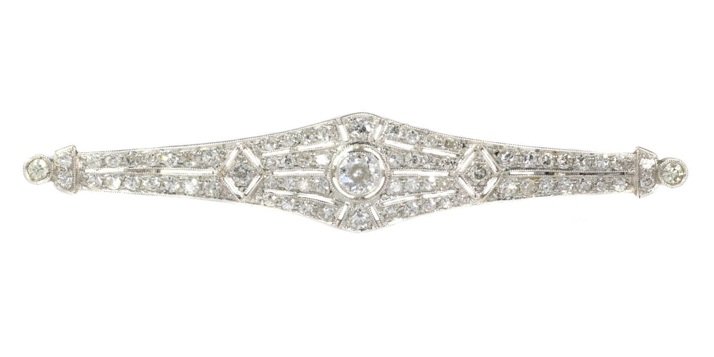 Broche Broche barrette Art déco en platine et diamants 58 Facettes 19309-0109