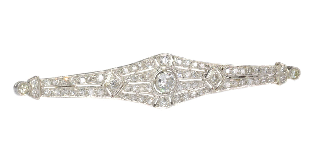 Broche Broche barrette Art déco en platine et diamants 58 Facettes 19309-0109